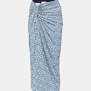 NWT Isabel Marant Étoile Blue and White Skirt Midi Skirt Draped Stretch Summer